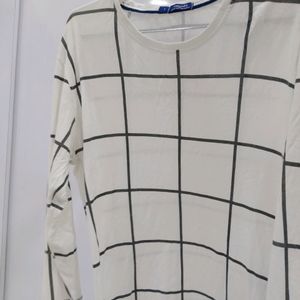 Men's White Checks Tshirt