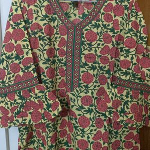 Varanga Pure Cotton Bell Sleeves Kurta For Women