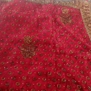 Fully Stiched Red Saree For Women's