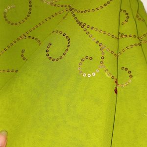 GREEN SEQUIN WORK EMBROIDED SAREE