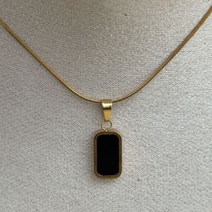 Reversible Black Pendant Chain Anti Tarnish