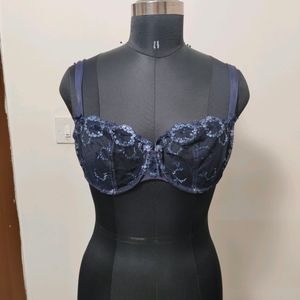 Flower Applique Lacy Intimate Bra