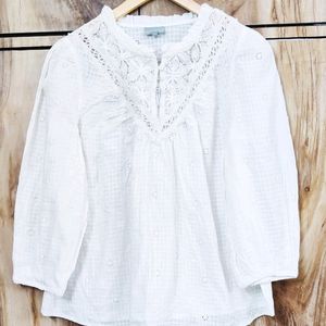 Embroidery Work Off White Cotton Top Size-40-42