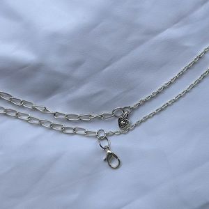 Dual Silver Chain Heart Bracelet