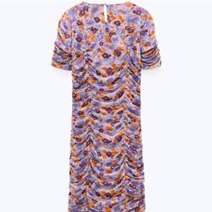 Zara Floral Ruched Bodycon Dress