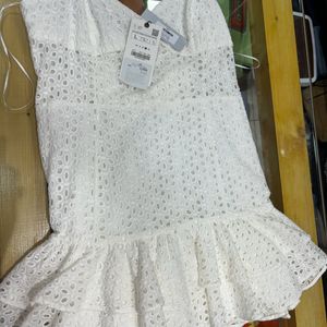 Zara White Dress Size -L