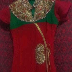 Red Anarkali Dress+ Pjama❣️