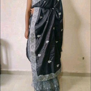 Black And Grey Partywear Saree 🖤