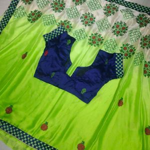 Green Colour Saree With Blouse