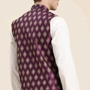 Unused New SOJANYA purple & Golden Nehru Jacket