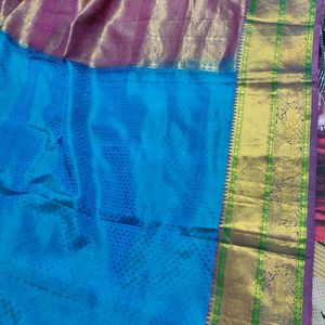 Blue And Pink Silk Saree