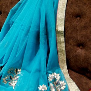 Supernet Blue Saree