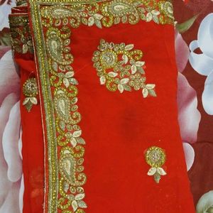 Saree With Heavy Work Free Blouse Size Of 38bus