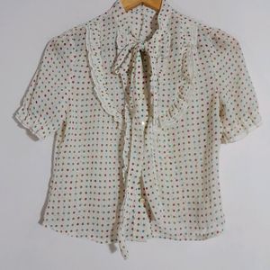 Cream Printed Western Top(women's)