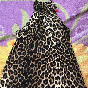 CHEETAH PRINT HALTER NECK TOP