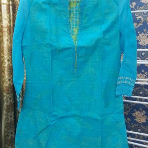 Blue Yellow Kurti.