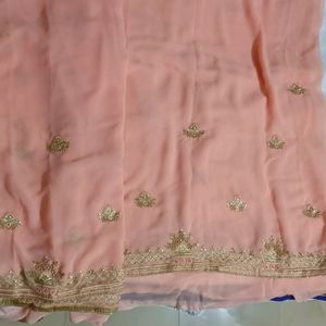 Peach Colour Pure Georgette Saree