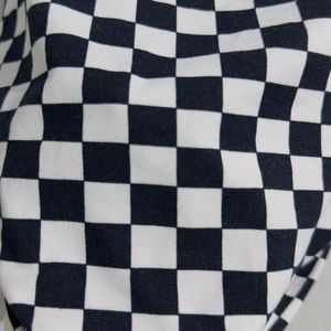 Black And White Check Crop Top