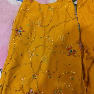 Butique Beautiful Mustard Sharara Set For Wome