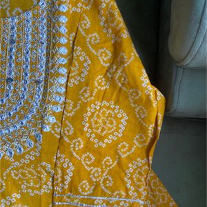 Mustard Yellow Bandhani Print Kurta