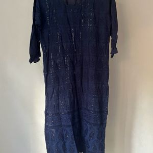 Chikankari Navy Blue Kurti