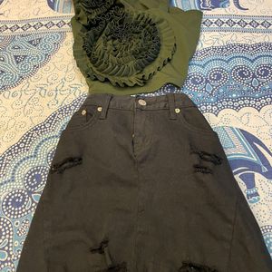 Olive Flower Top