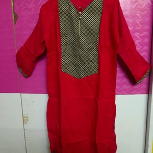 Red Cotton Kurti For Women