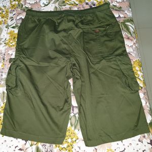 Olive Green Casual Wear Mens Poly Silk Shorts