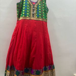 Red Chiffon Anarkali Suit