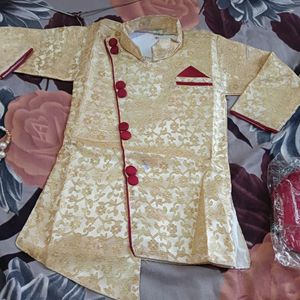 Kids Sherwani With Pearl Mala