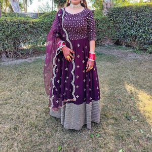 Purple Double Shaded Lehnga