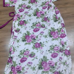 Clovia Magenta Printed Nighty