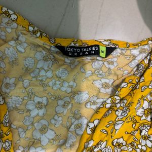 Yellow Floral Printed Shirt / Like New