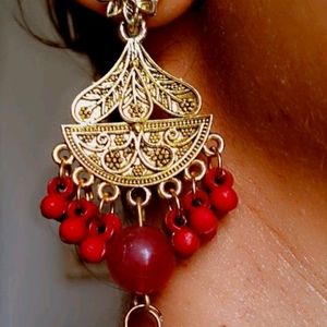 Fancy Red Colour Earring