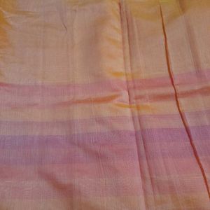 Pink and Orange Stripes Designer Saree with Blouse