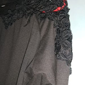 Black  Full Sleve Top With Crochet Work