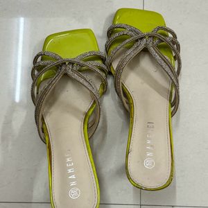 Lime Green Embellished Heels (Size 36)