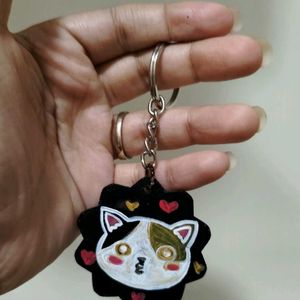 Hand Painted Cat Keychain