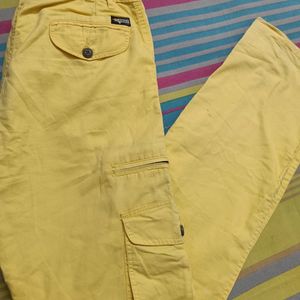 Yellow Cargo Straight Fit Jeans