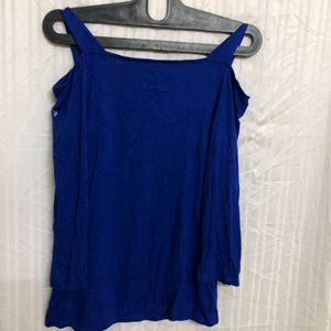 Blue Cold Shoulder Top