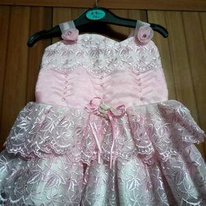 Baby Pink Frock With Gift Box