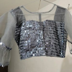 Butterfly Sleeves Grey Blouse