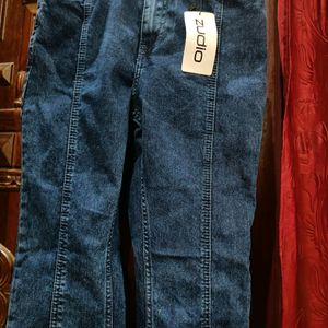 Blue Slit Bootcut Jeans