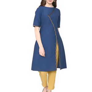 Solid navy blue kurta