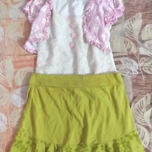 Cotton Top With Cotto Skirt Set