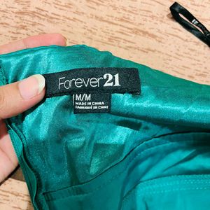 Forever 21 Green Satin Tube Dress