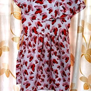 Butterfly Printed Frock For Girls 8-9yrs