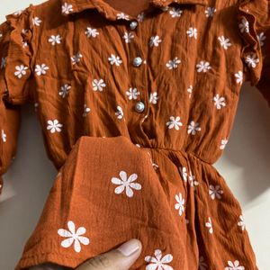 Floral Printed Rust Color Top (women’s)