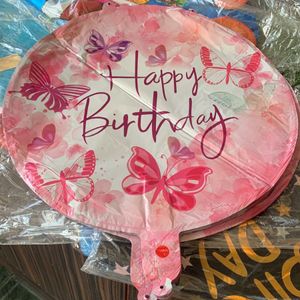 Happy Birthday 2 pcs Butterfly Print Pink Foil