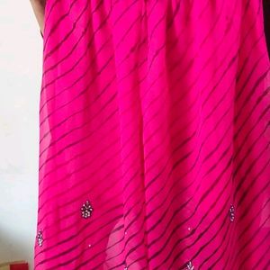 Pink Flore Lehriya Kurta With Palazzo